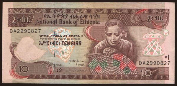 Afrika, Etiópia: 10 birr, 2006