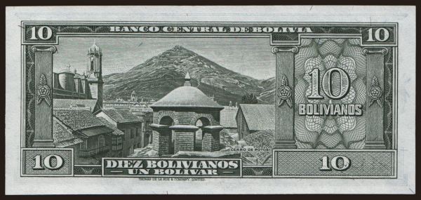 America, Bolivia: 10 bolivianos, 1945