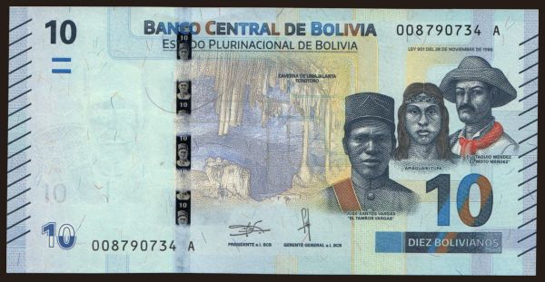 Amerika, Bolivia: 10 bolivianos, 2018