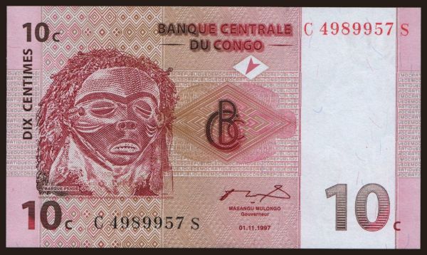 Afrika, Zaire - CDR: 10 cents, 1997