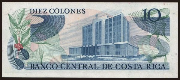 America, Costa Rica: 10 colones, 1977