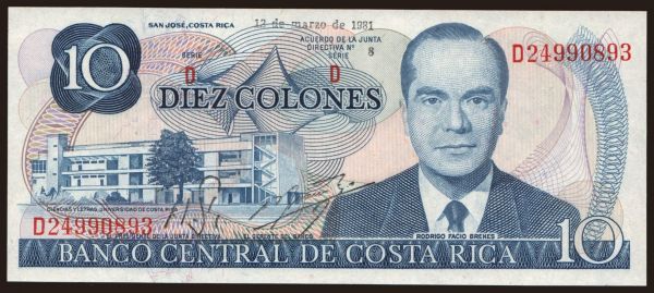 Amerika, Costa Rica: 10 colones, 1981