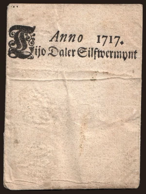 Europe, Sweden: 10 daler, 1717