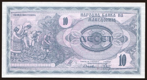 Európa, Macedonia: 10 denari, 1992