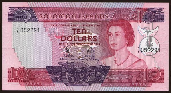 Australia and Oceania, Solomon Islands: 10 dollars, 1977