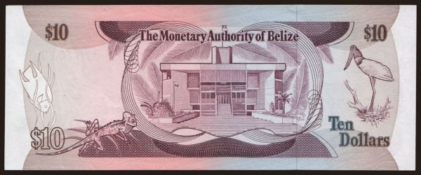 Amerika, Belize: 10 dollars, 1980