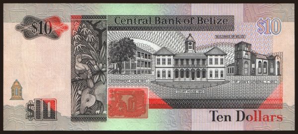 Amerika, Belize: 10 dollars, 1990