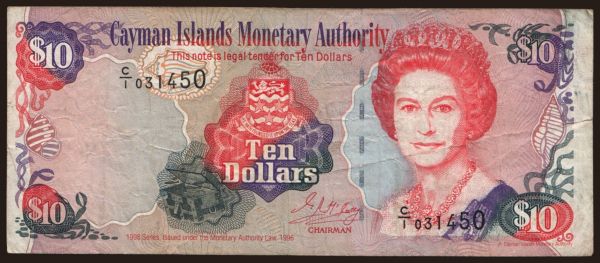 America, Cayman Islands: 10 dollars, 1996