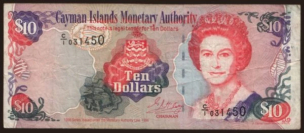 America, Cayman Islands: 10 dollars, 1996