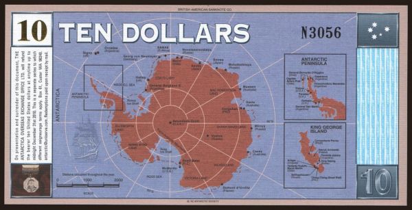 Australia and Oceania, Antarctica: 10 dollars, 2001