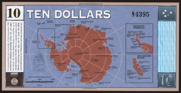 Australia and Oceania, Antarctica: 10 dollars, 2001