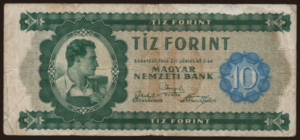 Hungary, Forint, 1946-: 10 forint, 1946