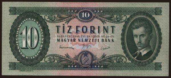 Maďarsko, Forint, 1946-: 10 forint, 1949