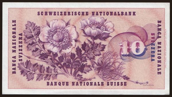 Europe, Switzerland: 10 francs, 1955