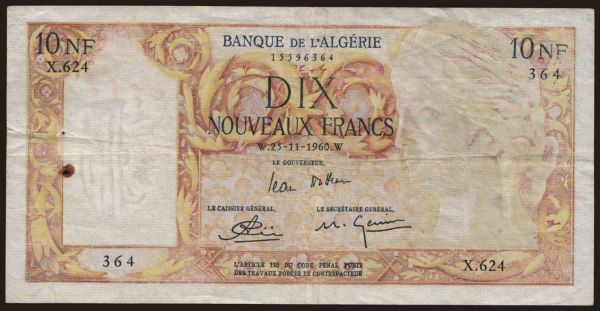 Africa, Algeria: 10 francs, 1960