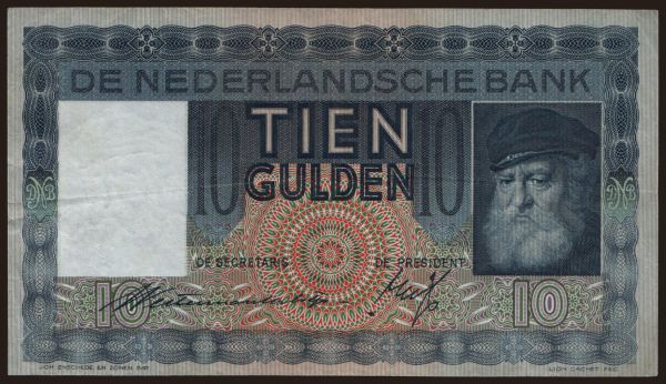 Europe, Netherlands: 10 gulden, 1939