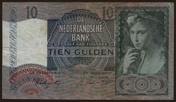 Europe, Netherlands: 10 gulden, 1942