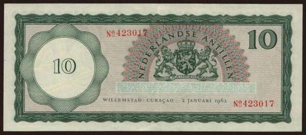 America, Netherlands Antilles: 10 gulden, 1962