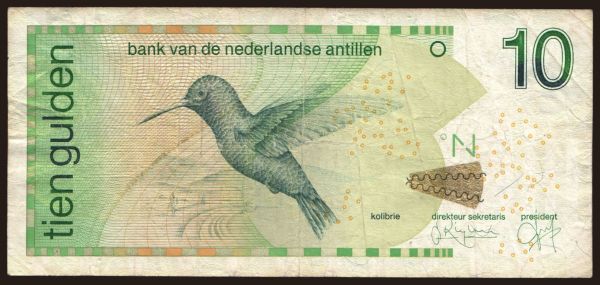 America, Netherlands Antilles: 10 gulden, 1988