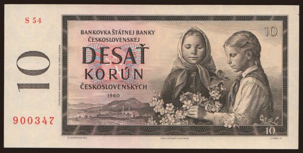 Czechoslovakia and successor states, Paper money from 1945 to 1951: 10 korun, 1960