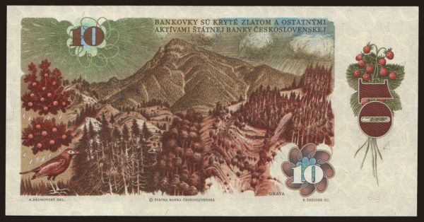 Czechoslovakia and successor states, Paper money from 1953 to 1989: 10 korun, 1986