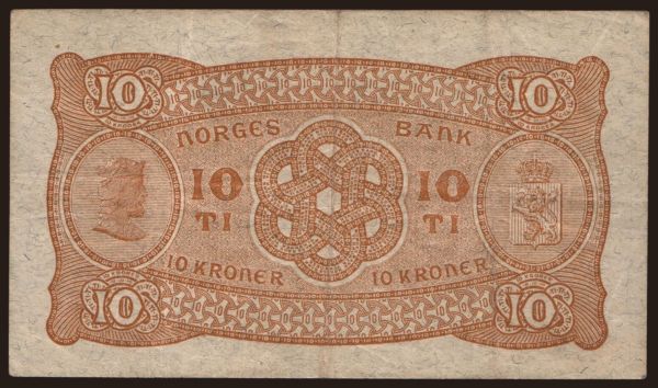 Europe, Norway: 10 kroner, 1940