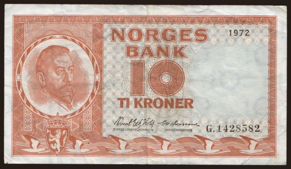 Európa, Norvégia: 10 kroner, 1972