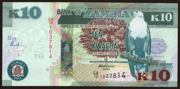 Afrika, Zambia: 10 kwacha, 2012