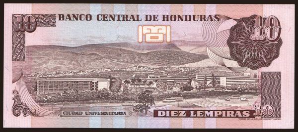 Amerika, Honduras: 10 lempiras, 1989