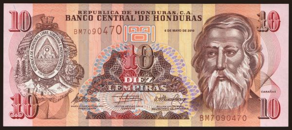 Amerika, Honduras: 10 lempiras, 2010