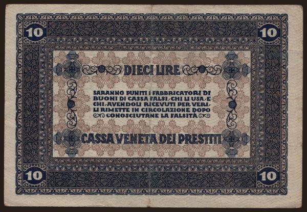 Európa, Olaszország, Olaszország - Cassa Veneta Dei Prestiti, 1918: 10 lire, 1918