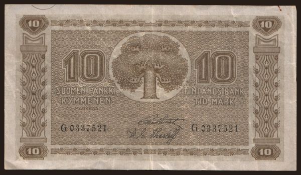 Europe, Finland: 10 markkaa, 1922