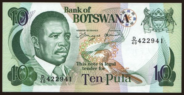 Afrika, Botswana: 10 pula, 1992