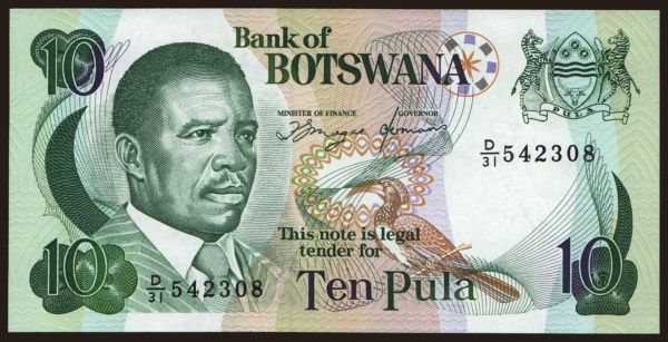 Afrika, Botswana: 10 pula, 1992