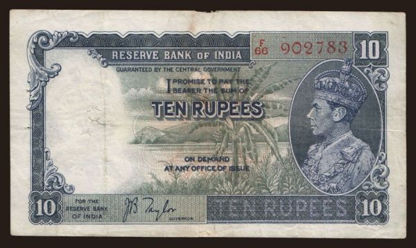 Ázsia, India: 10 rupees, 1937