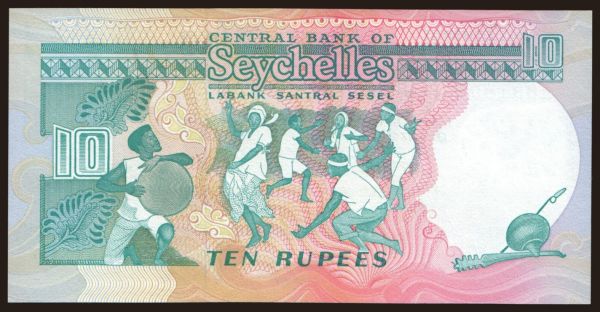 Afrika, Seychelles: 10 rupees, 1989