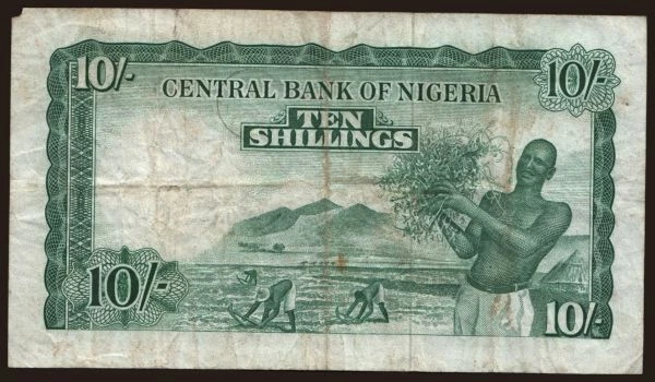 Afrika, Nigeria: 10 shillings, 1958