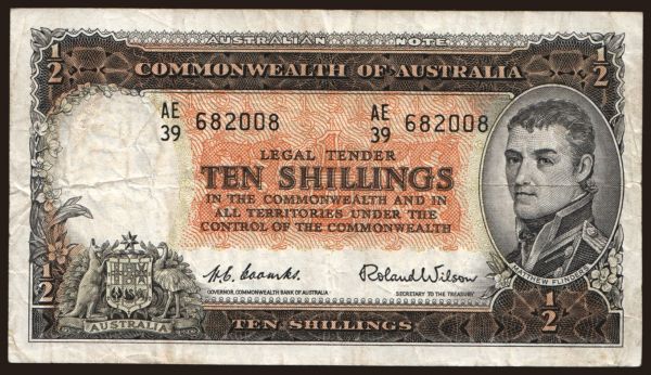 Austrália a Oceánia, Austrália: 10 shillings, 1961