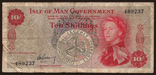 Európa, Spojené Kráľovstvo, Ostrov Man: 10 shillings, 1961