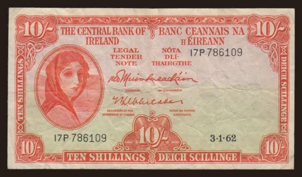 Europe, Ireland: 10 shillings, 1962