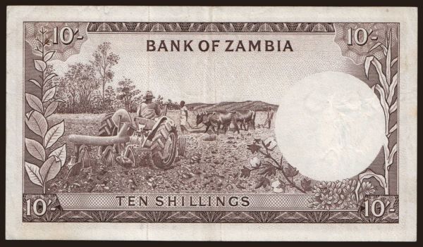 Africa, Zambia: 10 shillings, 1964