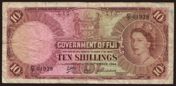 Austrália a Oceánia, Fiji: 10 shillings, 1964