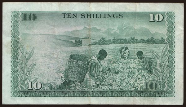 Afrika, Keňa: 10 shillings, 1972