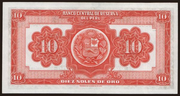 Amerika, Peru: 10 soles, 1951