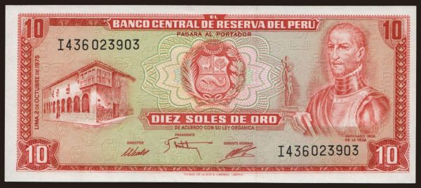 America, Peru: 10 soles, 1975