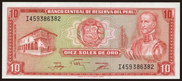 America, Peru: 10 soles, 1976