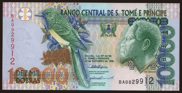 Afrika, Sao Tomé és Prí­ncipe: 10.000 dobras, 1996