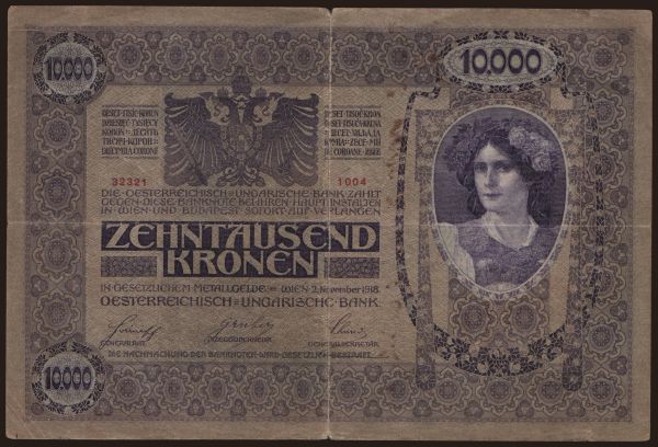 Hungary, Korona, 1920-1923: 10.000 korona, 1918(20)