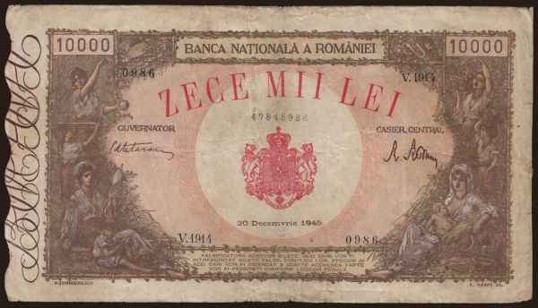 Európa, Rumunsko: 10.000 lei, 1945