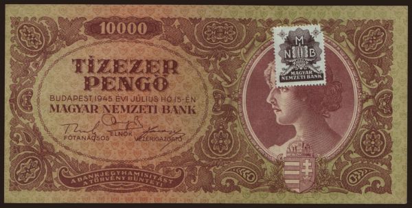 Hungary, Pengő, 1945-1946: 10.000 pengő, 1945